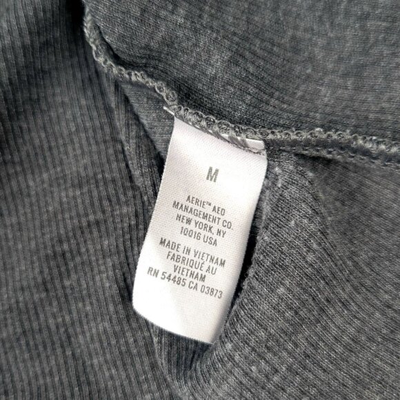 Womens Aerie M Charcoal Grey Trendy Racerback Tank Top Flirty Half-Placket Style - Picture 9 of 11